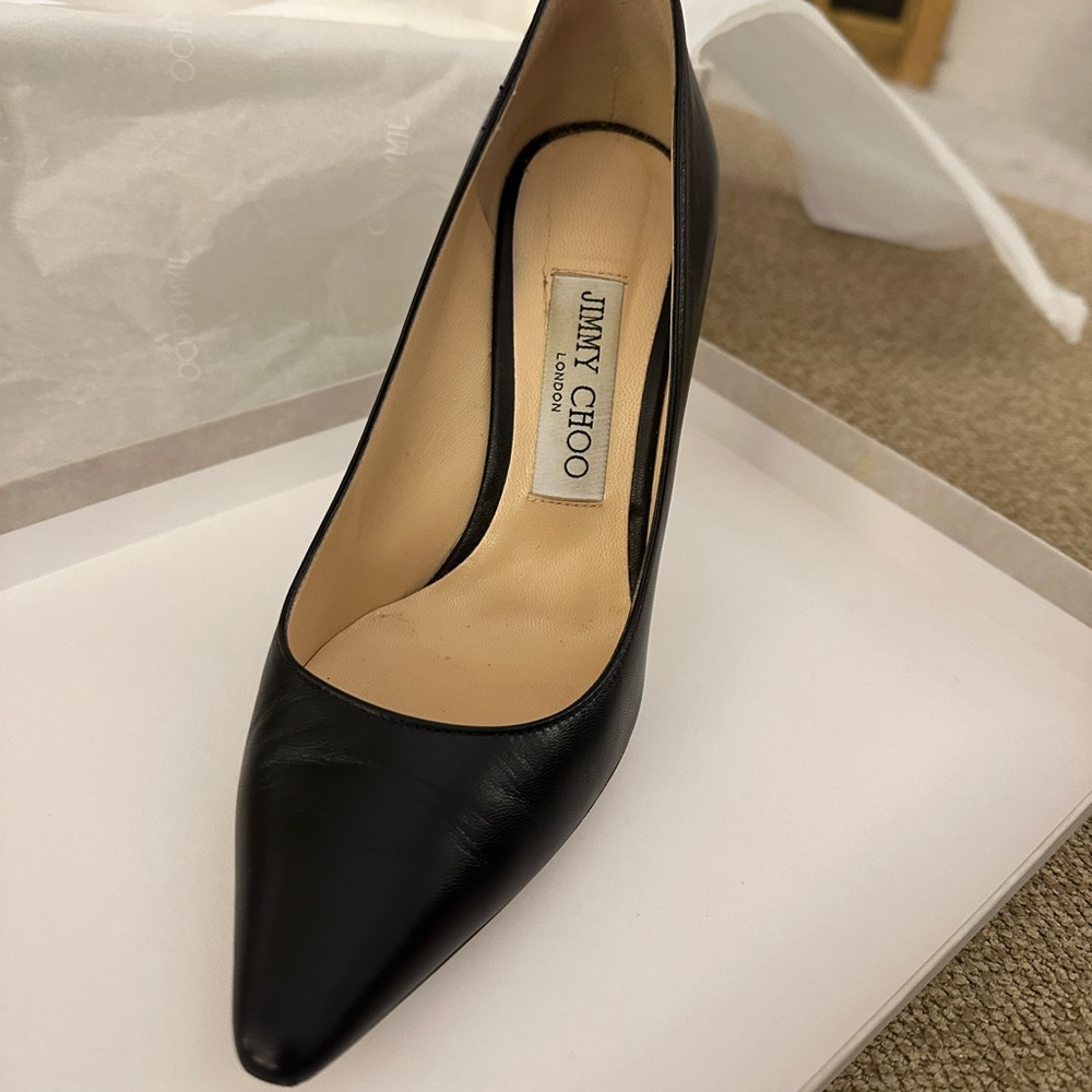 Jimmy Choo ROMY 100 Black Leather Heels